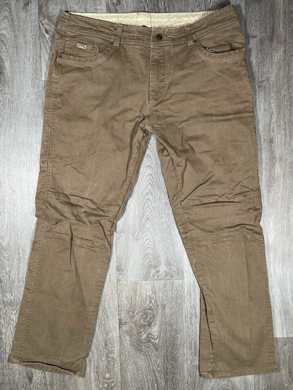 Kuhl Rebel Hiking Outdoor Tan Brown Vintage Patina Dye Pants - Men Size 40 X 31